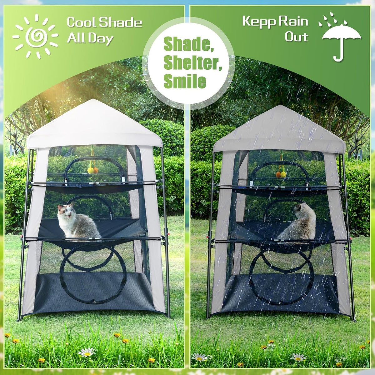 CypherX Extra Large Catio Outdoor Cat Enclosure Pop Up Playpen Tunnel Tent