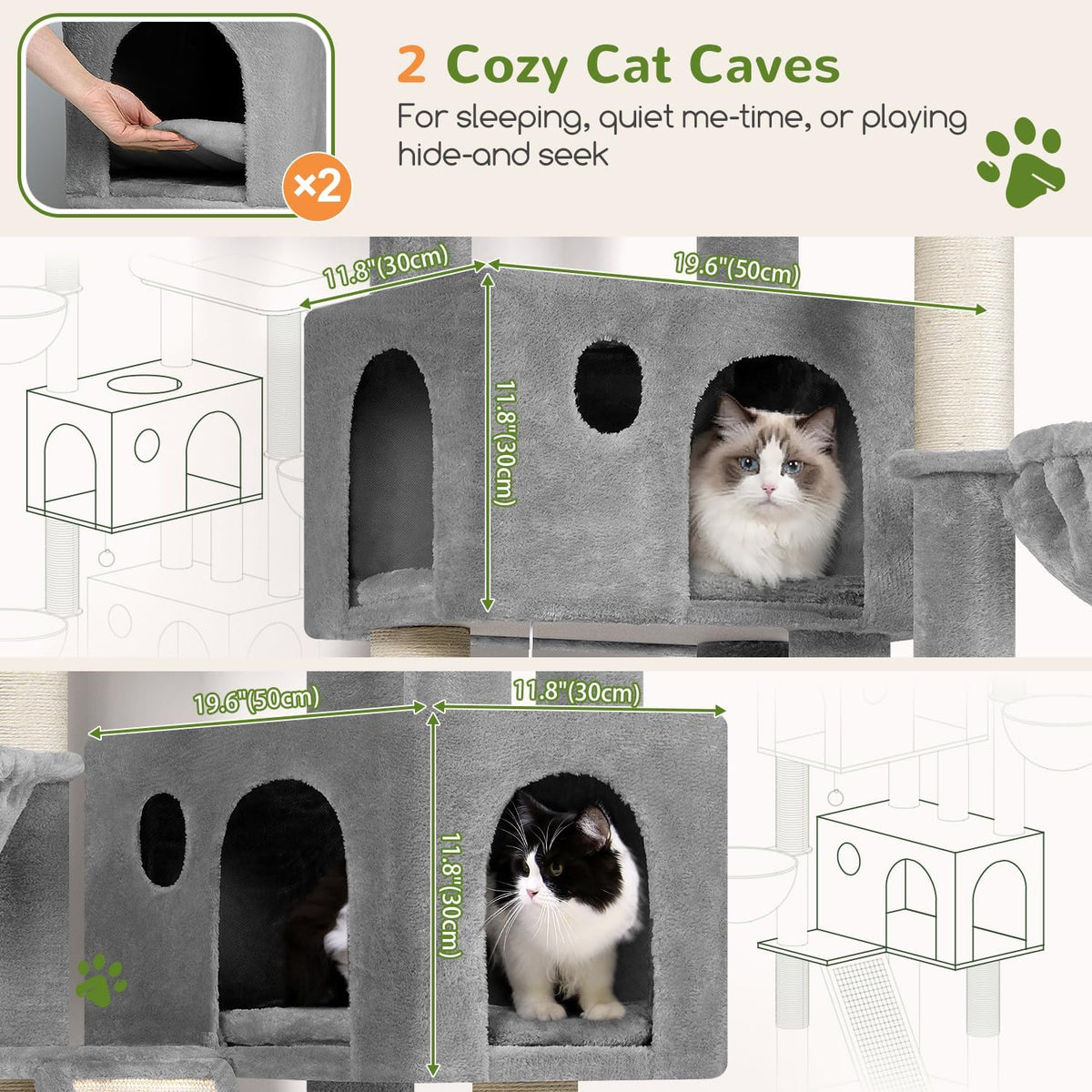 Globlazer Large Cat Tree 72in Tall Cat Climbing Tower, F72G, Light Grey