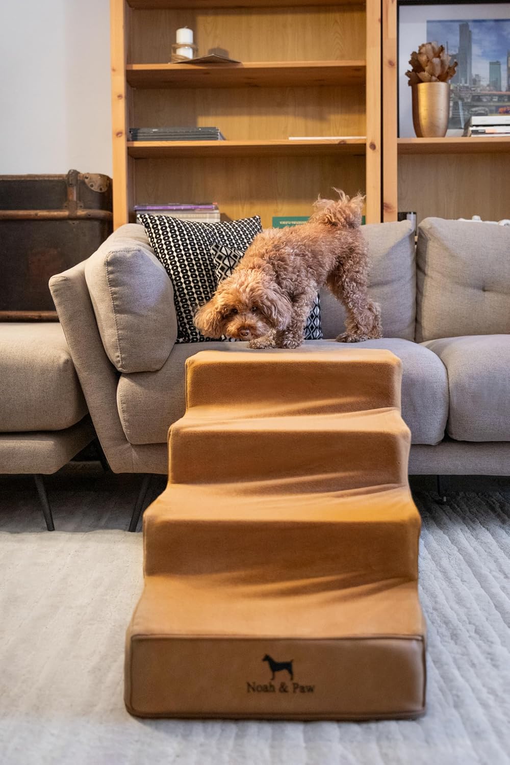 Noah & Paw Dog Steps for Bed, Up to 150lb, Extra Wide Dog Stairs for Bed