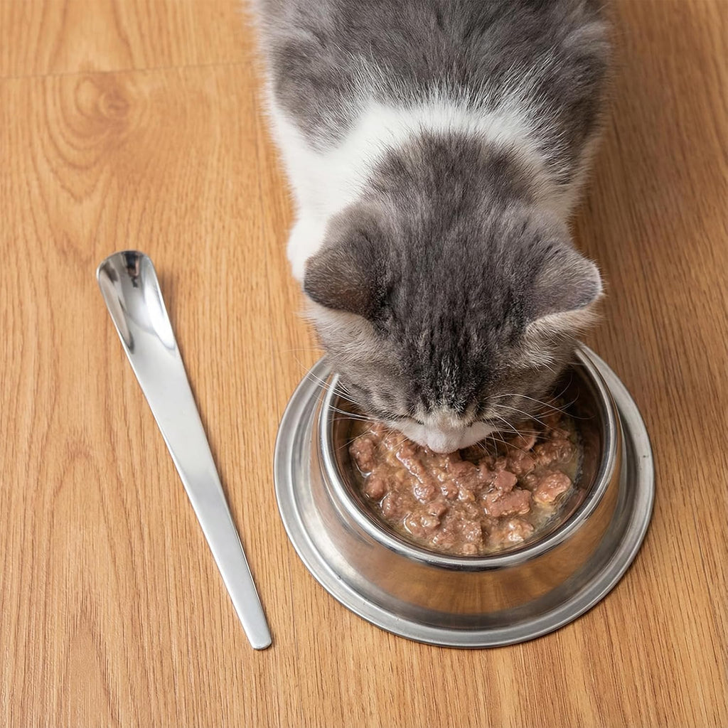 2 Pcs Dog Cat Spoon Pet Can Spoons Stainless Steel Can Scoop Portable Pet Feeding Spoon Long Handle Food Scoop Wet Food Storage Feeder for Wet Foods and Cans