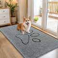 OLANLY Dog Door Mat for Muddy Paws 54x32, Paw Print Design Chenille Mud Mat