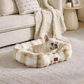 Washable Orthopedic Dog Bed,Rectangle Fleece & Luxury Pet Bed with Removable Zipper Cover & Anti-Slip Bottom,Suitable for Medium Large Dogs,30x25x7.5inches,Cream and Came
