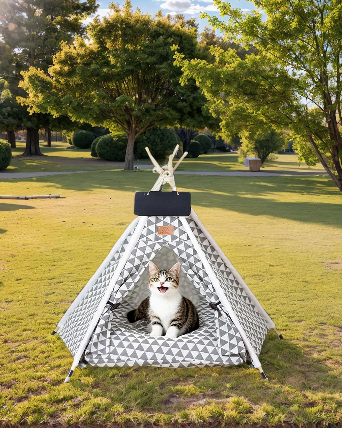 OAOAPLOS® Cat Tent and Dog Tent Bed Teepee, Indoor Dog Tent with Cushion, Small Pet Tent for Dogs and Cats, Cozy Cat Teepee Hideout for Puppies, Kittens and Rabbits