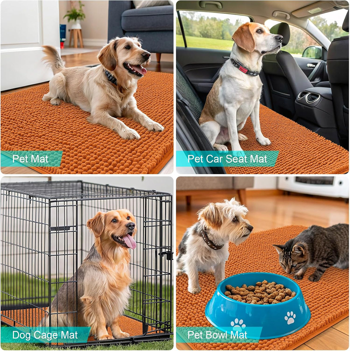 OLANLY Dog Door Mat for Muddy Paws 54x24, Super Absorbent Chenille Mud Mat