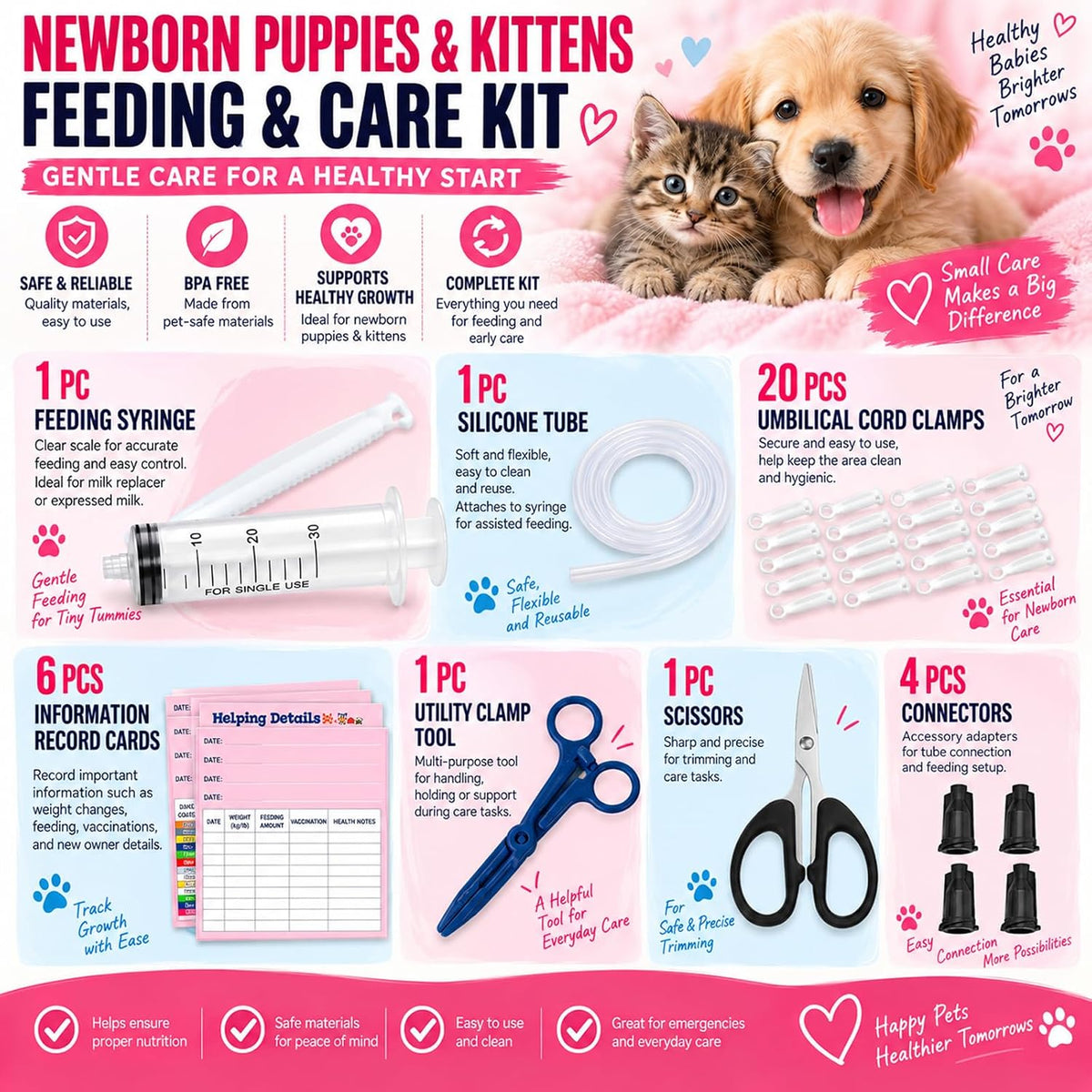 Puppy Kitten Whelping Supplies, Whelping kit for Puppies Birth,Kitten Supplies,Dog Supplies,Puppy kit,Kitten Bottle Feeding kit for New Born Puppy Supplies and Kitten (with Small Animals Scales)