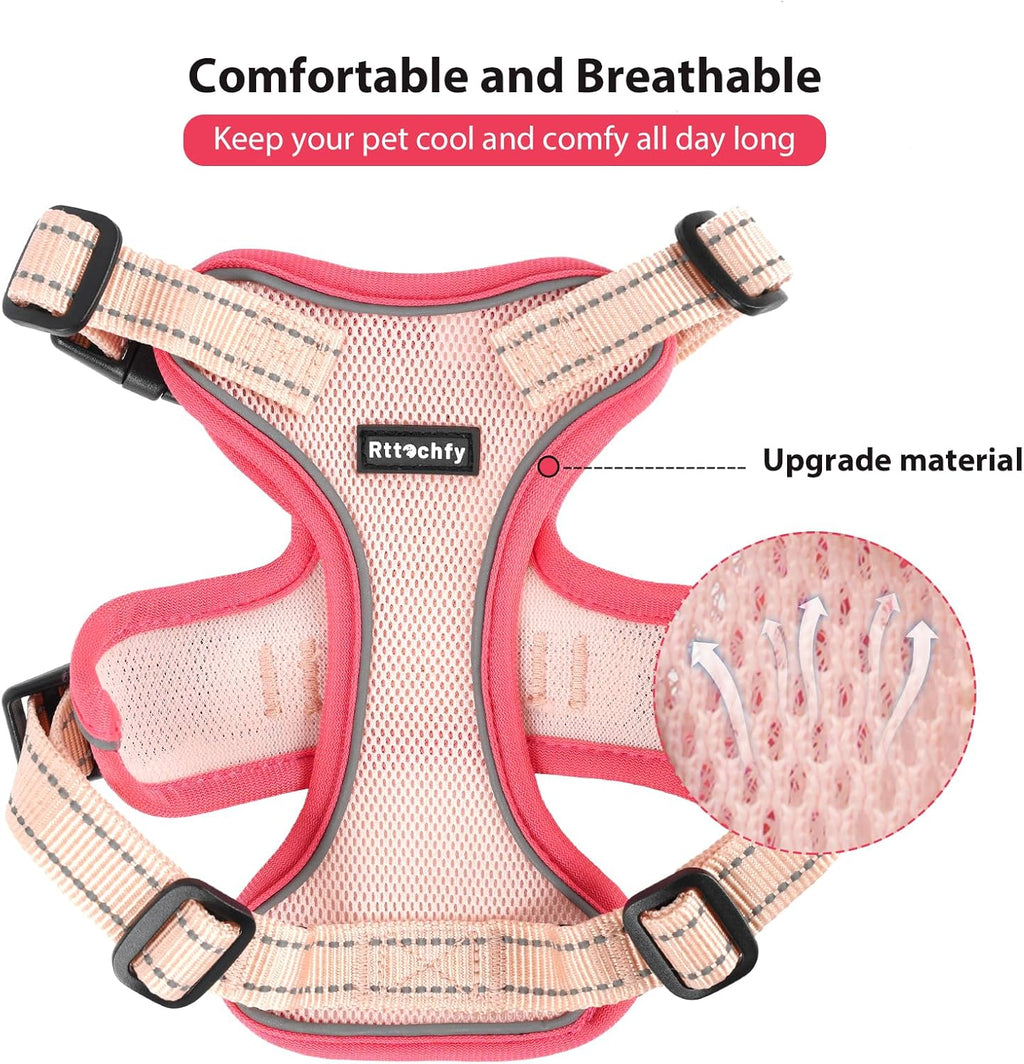 Cat Harness and Leash Set, Escape Proof Cat Harness with Reflective Strips, Breathable Mesh Vest, Adjustable Walking Harness for Indoor Outdoor Cats, Kittens, Small Medium Large Cats (Pink, L)