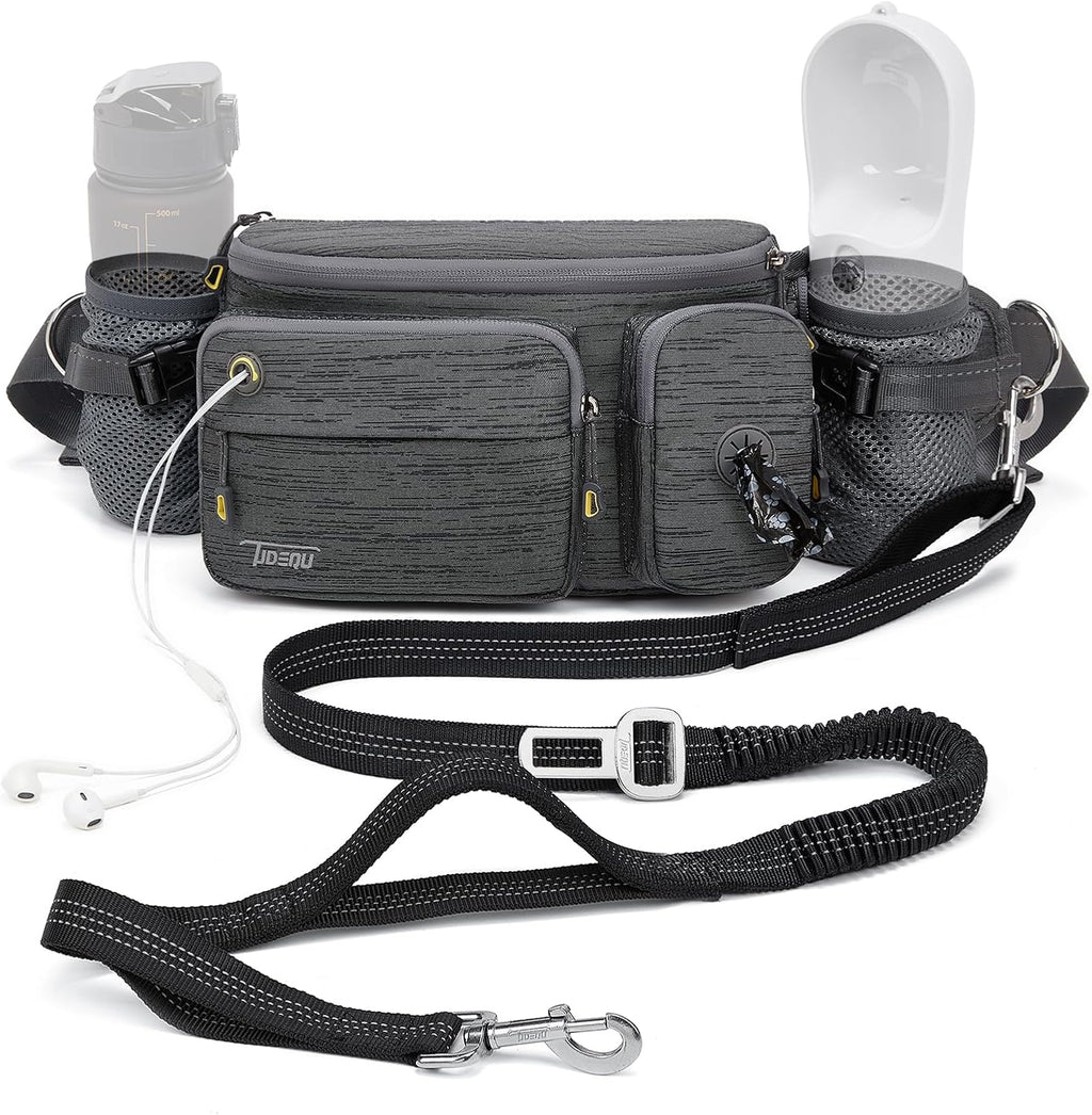 TUDEQU 4-in-1 Hands Free Dog Leash with Large Fanny Pack for Large Dogs