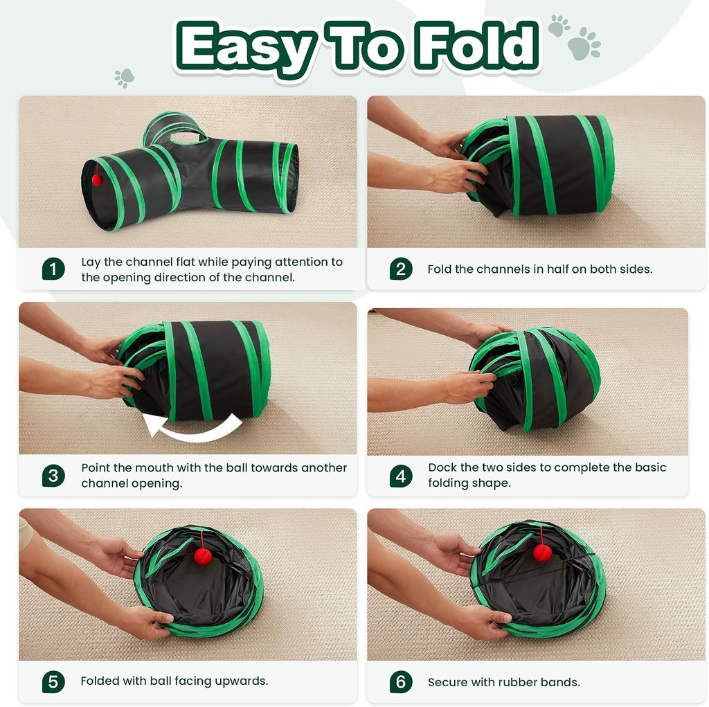 Love's cabin Cat Tunnel for Indoor Cats, 3-Way Collapsible Play Tunnel