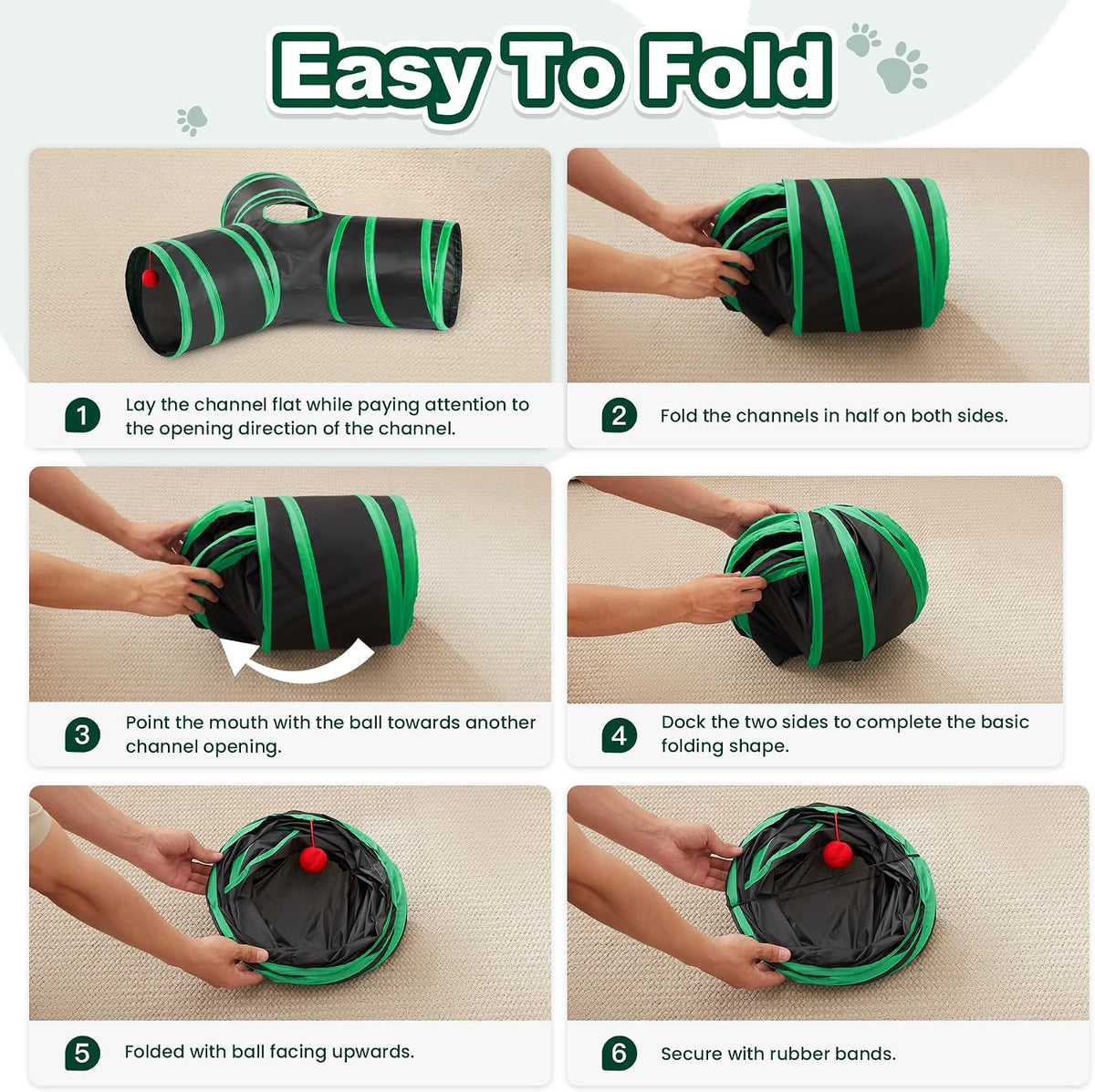 Love's cabin Cat Tunnel for Indoor Cats, 3-Way Collapsible Play Tunnel