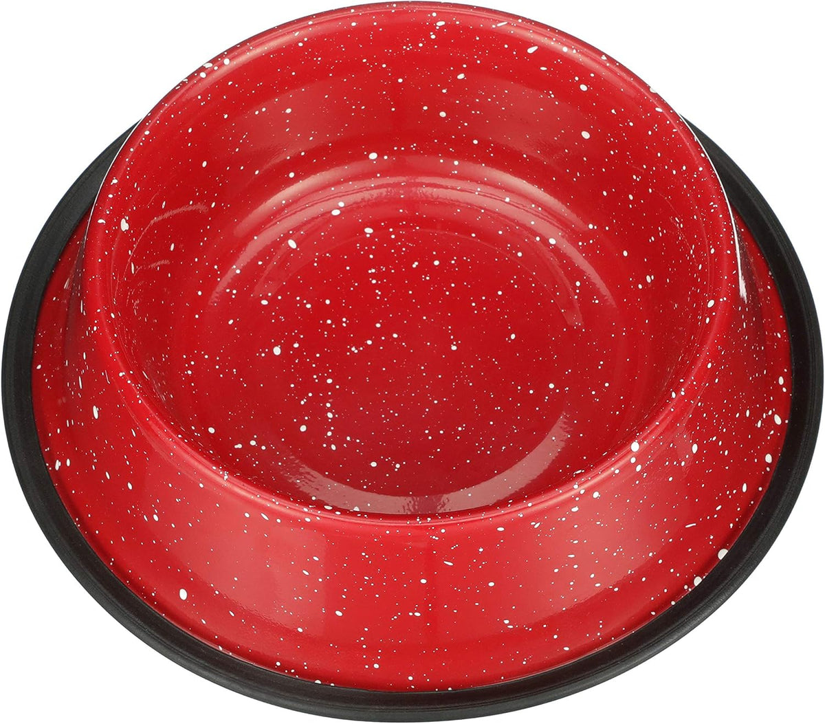 Neater Pet Brands - Outdoor Camping Style Pet Bowl - Enamel Ware Blue Black Granite Colors - Dog Cat No Tip Skid Bowls (64 oz, Red) 
