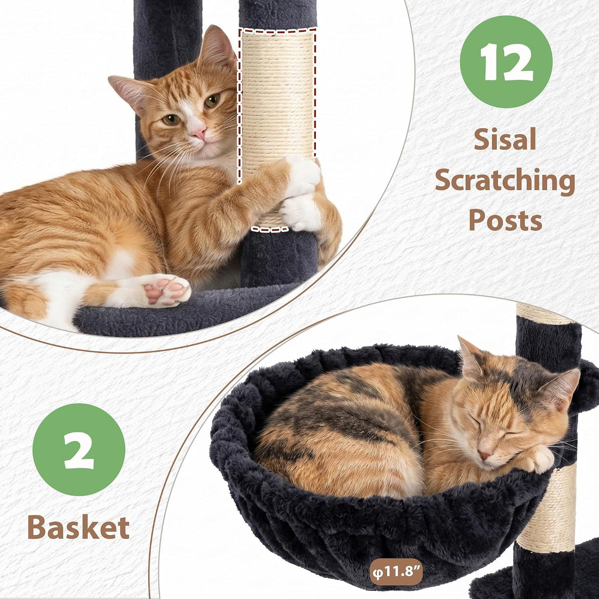 Gitelsnour Cat Tree Tower, Sturdy Structure for Large Audlt Cats GCT807G