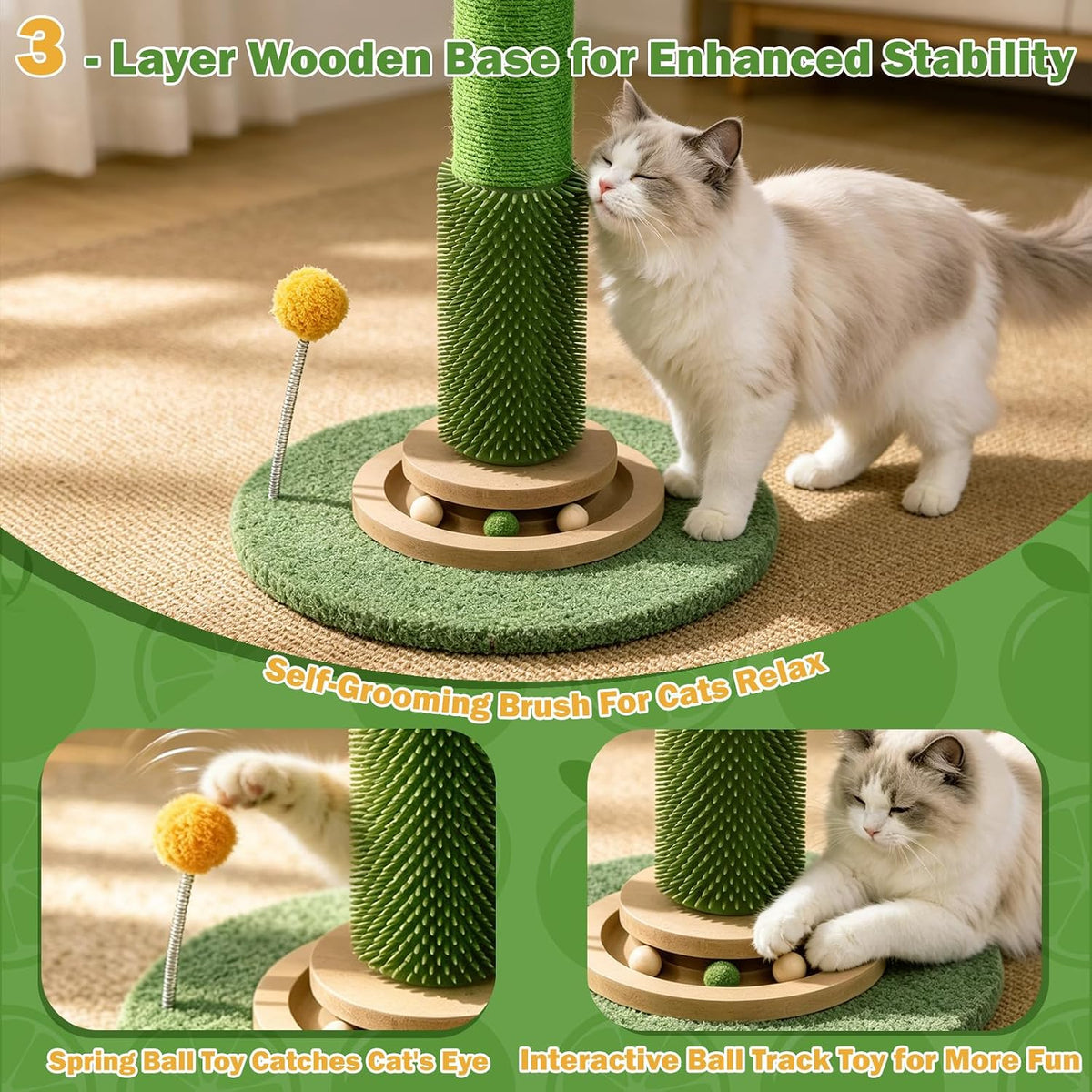 50" Extra Tall Cat Scratching Post for Large Cats, Heavy Duty Scratch Tree