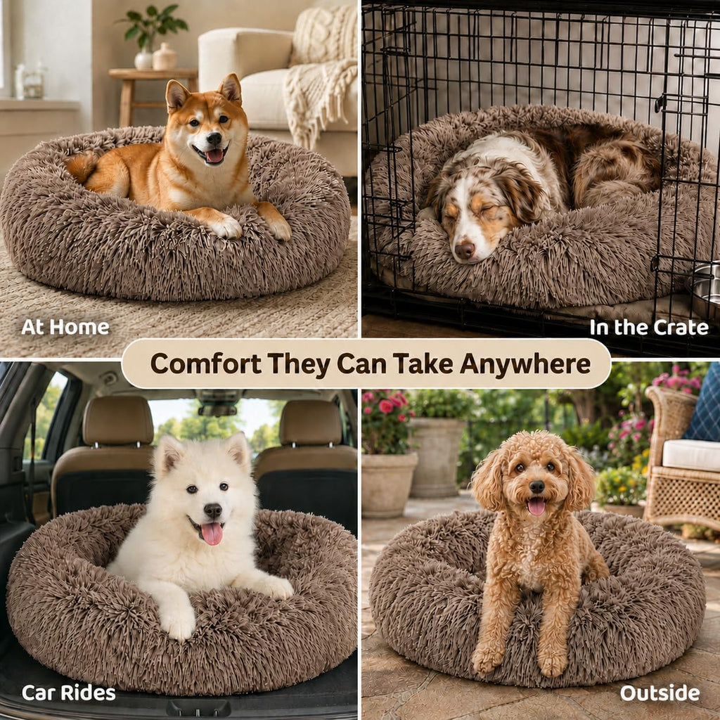 Ghouse Calming Donut Dog Bed for Medium Dogs, 30 in Washable Medium Pet Bed