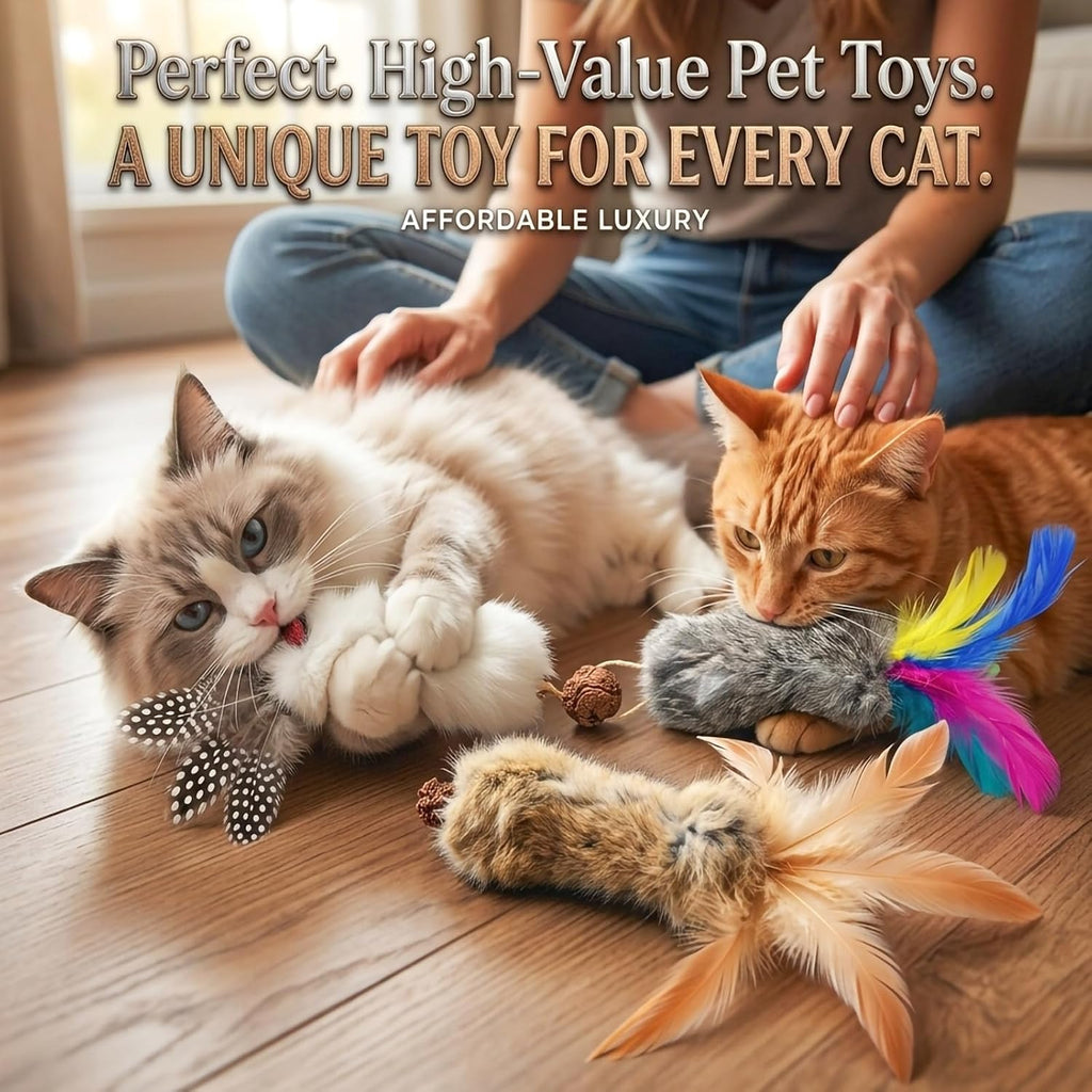 3PCS Cat Rabbit Feather Fur Silvervine Crinkle Kicker for Cats