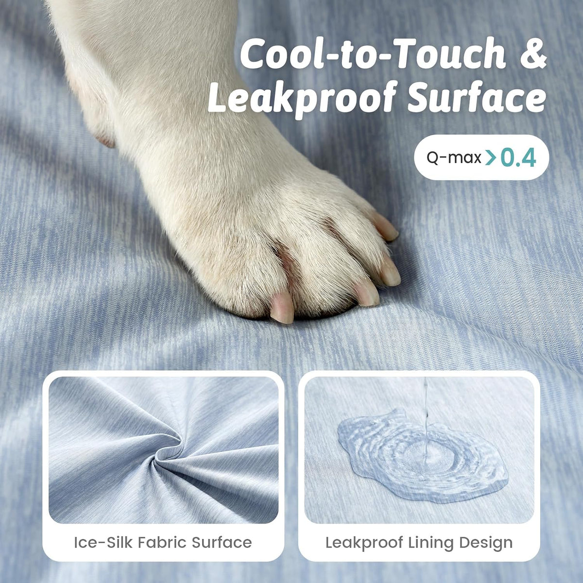 COZY KISS Cooling Dog Bed, Q-Max >0.4 Orthopedic Foam Dog Bed with Sides