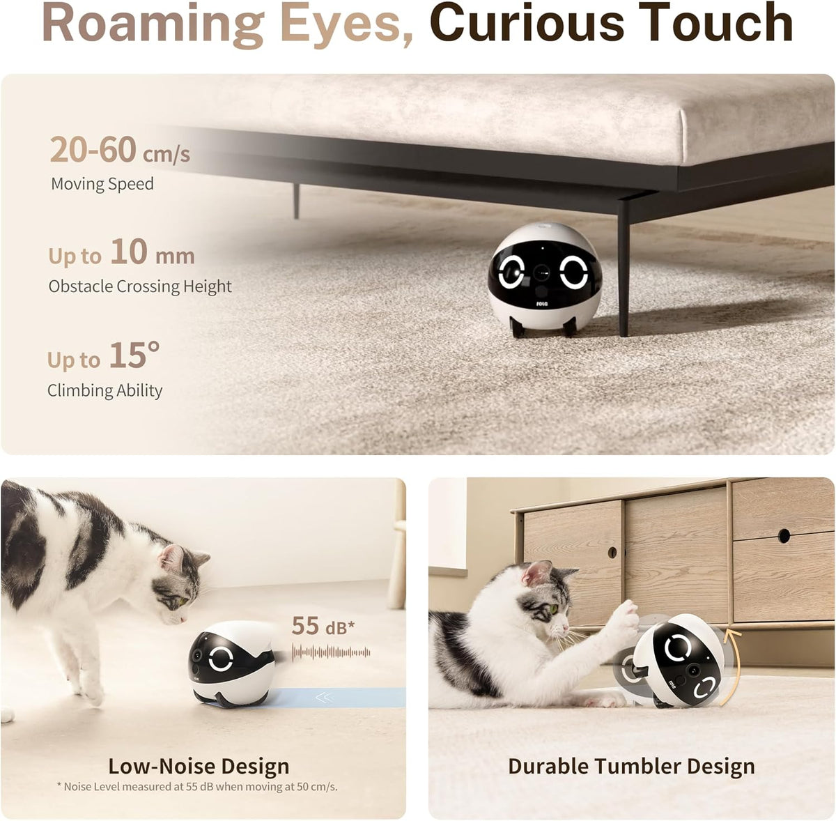 Enabot EBO ROLA Mini Pet Camera Robot: 2K FamilyBot Mobile Home Companion