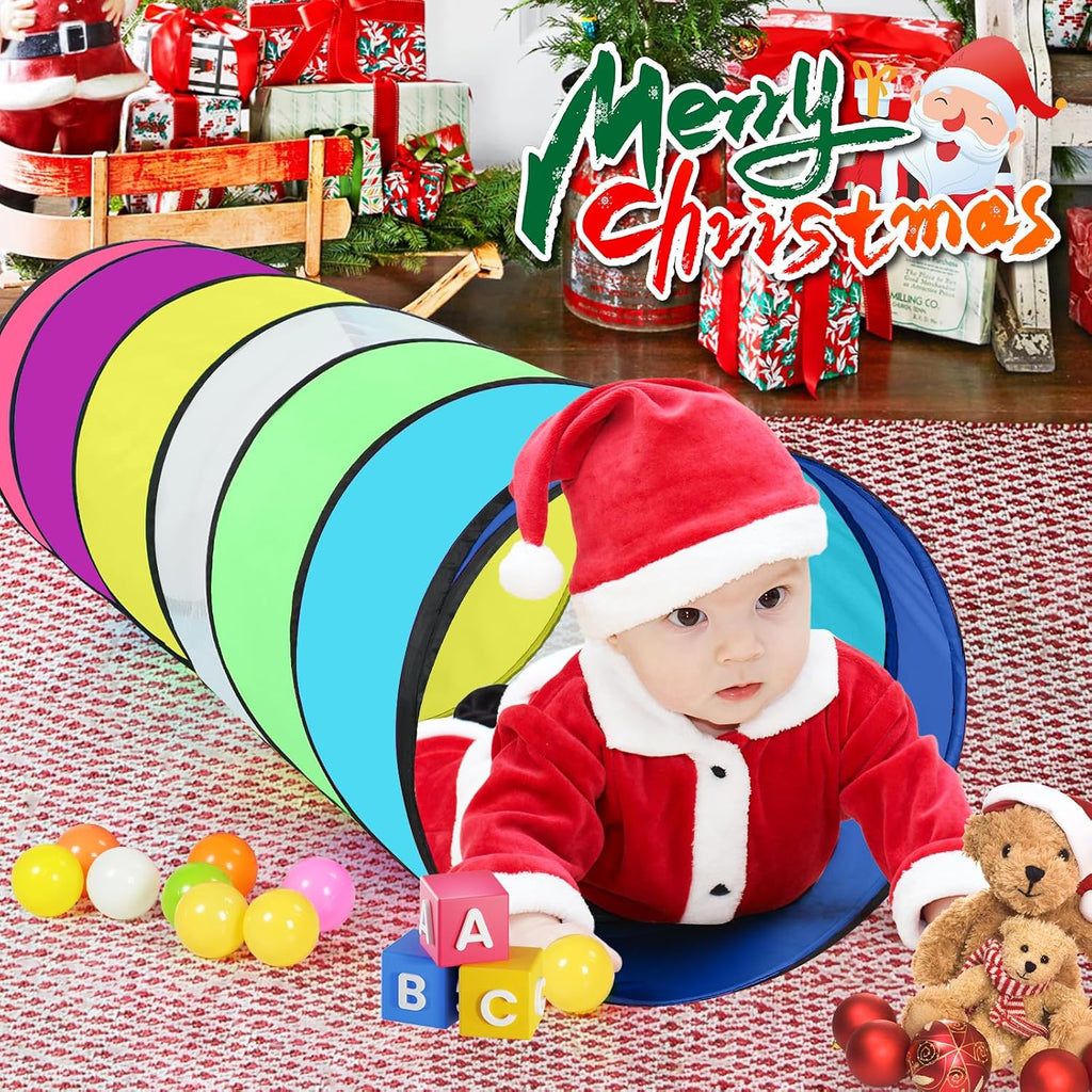 Kids Play Tunnel for Toddlers, Colorful Pop Up Crawl Through Tunnel Play Tent for Baby or Dog Cat Pet with Breathable Mesh, Collapsible Gift for Boy Girl Game Indoor Outdoor Toy