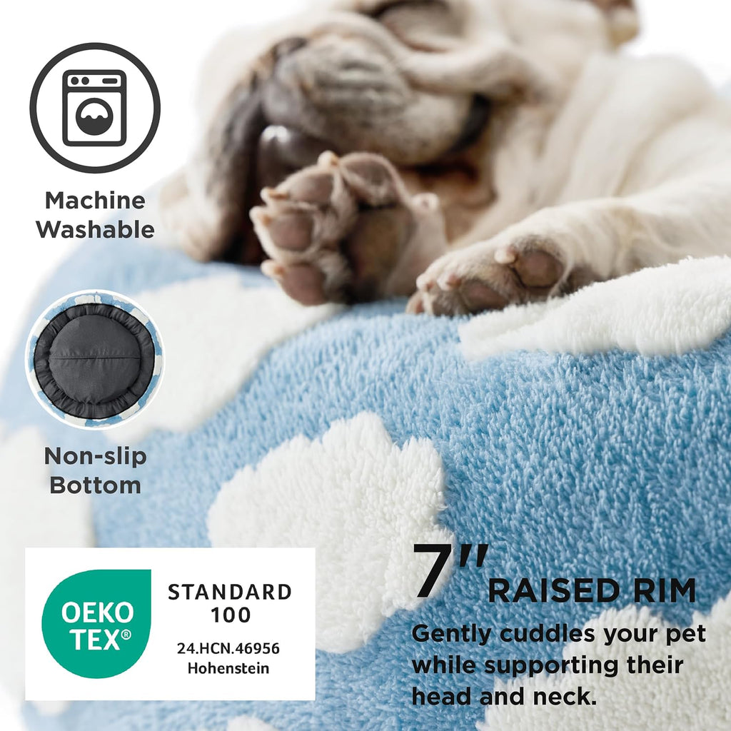 LE SURE Shown on TV Jacquard Donut Cute Small Dog Beds,Blue 23x23x7in