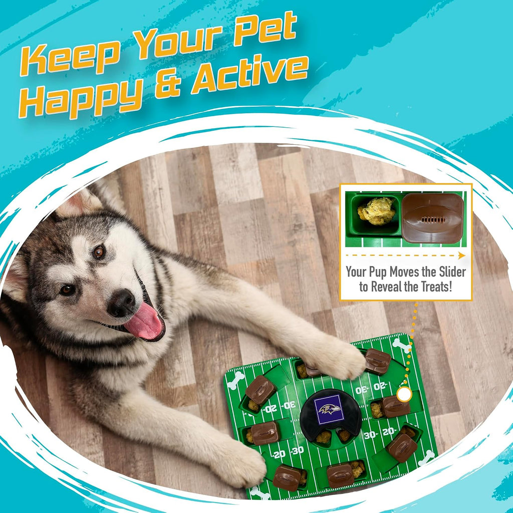 Pets First NFL Baltimore Ravens Puzzle Toy for Dogs, Slow Feeder Board for Pets, Interactive Doggie Treat Toy