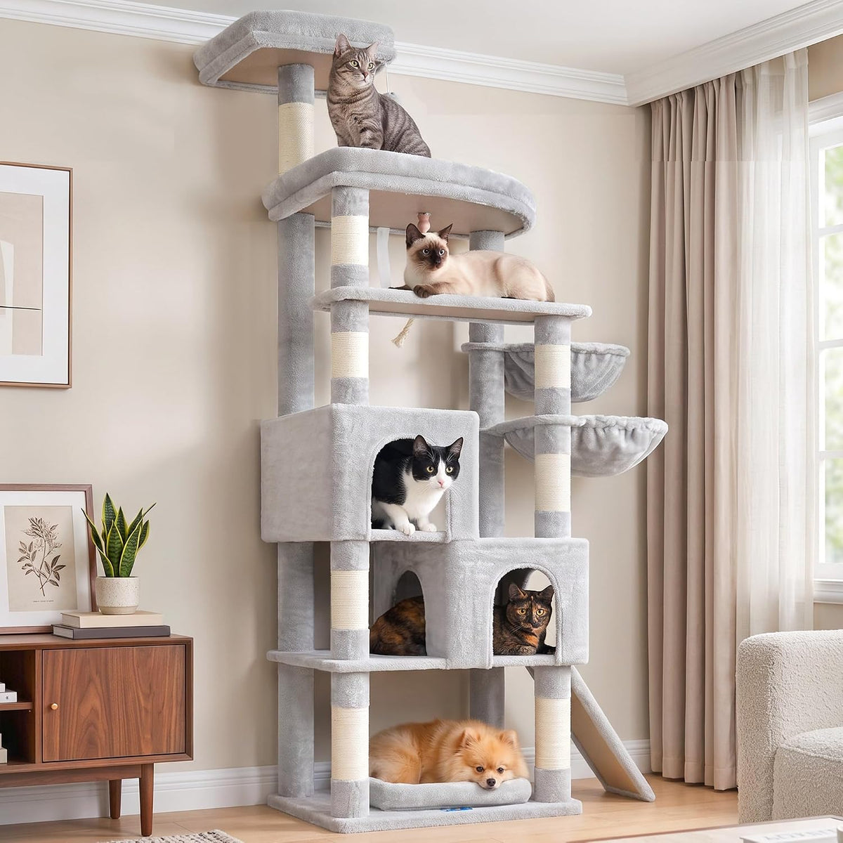 Gitelsnour 74.4'' Cat Tree Tower for Large Cats with Removable Bed, GCT803W