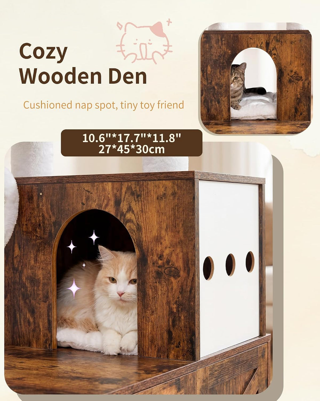 Heybly Cat Tree with Litter Box Enclosure, Modern 64" Hidden Tower HCT105SR