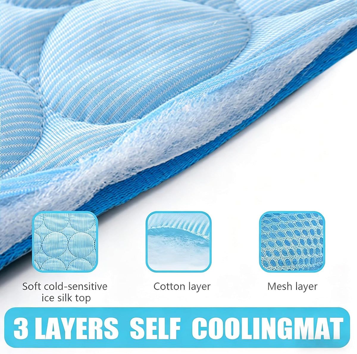 Summer Pet Cooling Mat, Chill Cooling Pad Portable Cool Blanket for Dog Cat