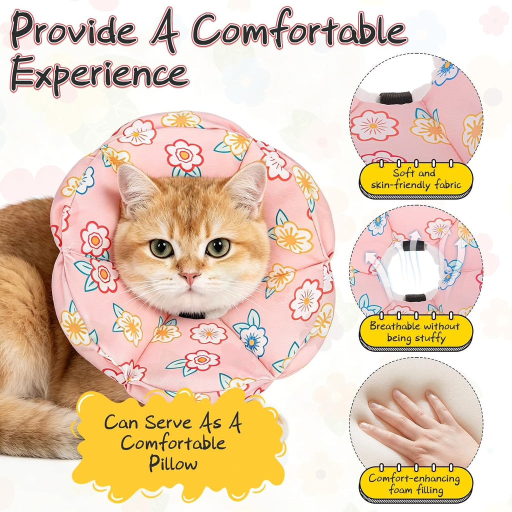 EXPAWLORER Cat Cone Collar Soft,Adjustable Waterproof Flower Style Neck