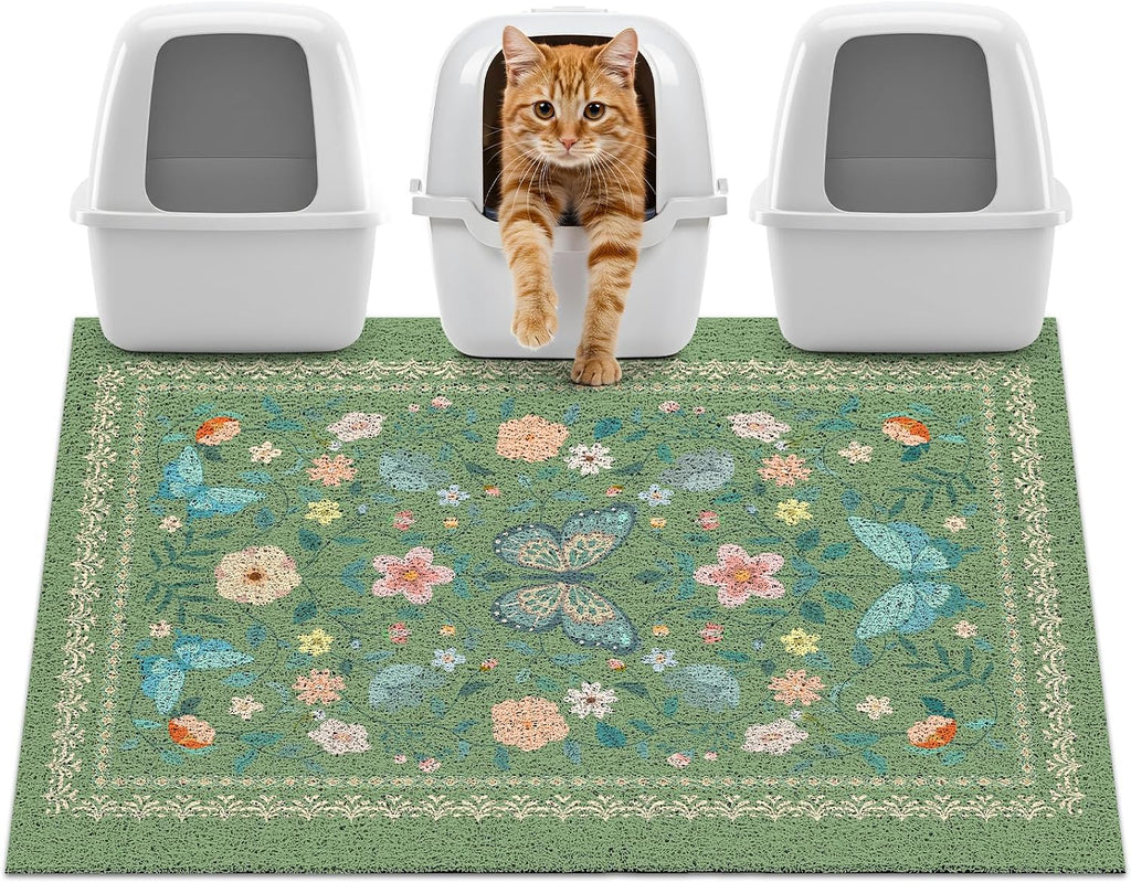 Unicorn Catcher 40"x30" Cat Litter Mat Non-Slip Washable Litter Box Mat | High-Density PVC Litter Catcher Mat Efficiently Traps Scattered Litter From Paws To Keep Floors Clean