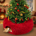 Thyle Christmas Cat Tunnel Bed, Red, 3ft X 3ft X 9.8in, Plush
