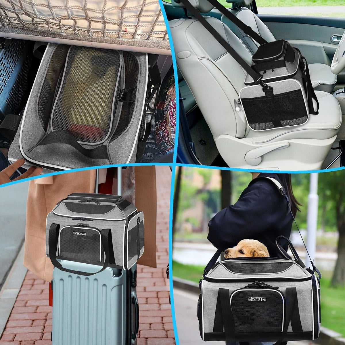 Petskd Top-Expandable Small Pet Carrier 18"x11"x11" Airline Approved