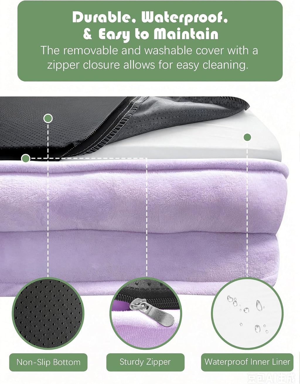 Spotted Play Orthopedic Dog Bed with Sides - Sofa Beds for Large Dogs, Supportive Foam Pet Couch Bed with Washable Removable Cover, Waterproof Lining and Non-Slip Bottom, Purple - L