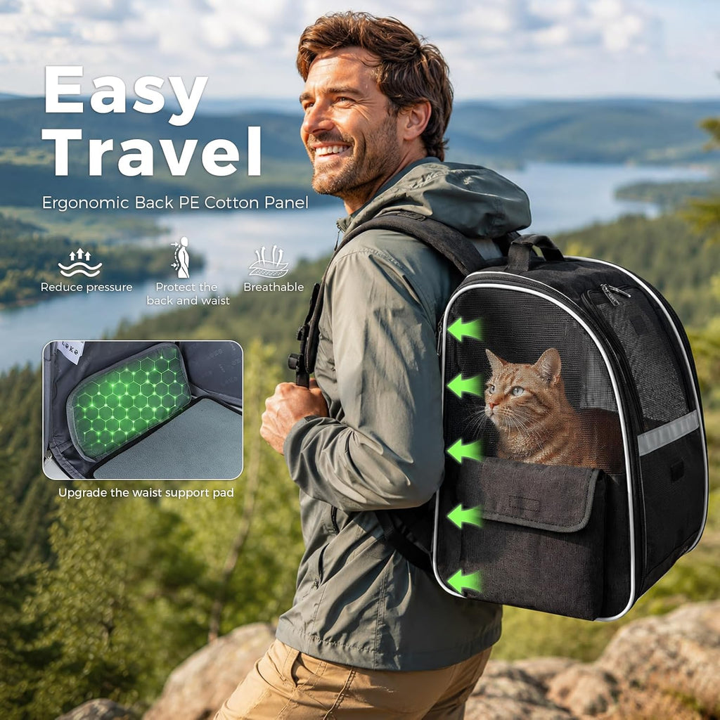 Lekereise Dog Carrier Backpack for Small Medium Large Dogs Cats up to 25 lbs, Breathable Pet Backpack Carrier with 3 Entrances, Collapsible Cat Backpack Carrier, Travel Hiking Puppy Backpack