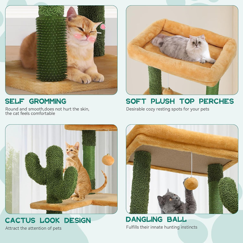 YITAHOME 60in Cactus Cat Tree: Multi-Level Tall Kitty Tower Indoor