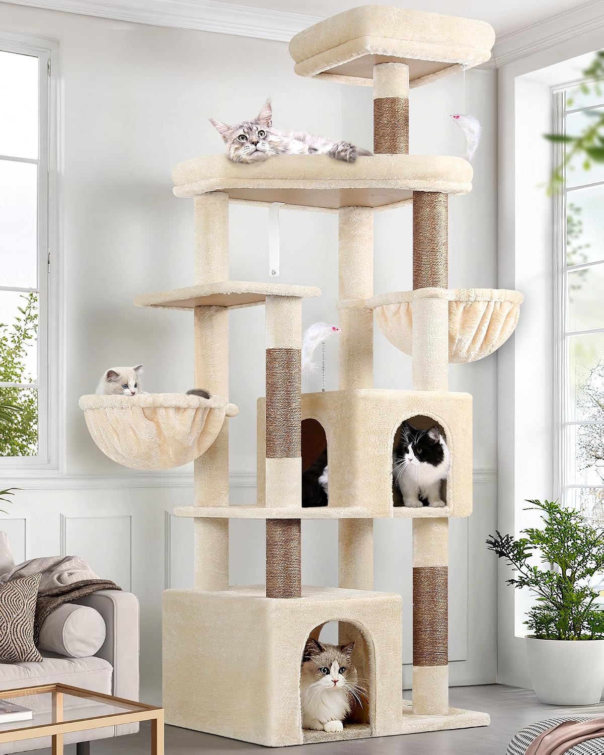 Globlazer Sturdy Cat Tree for Indoor Cats 20 lbs, S68, Beige