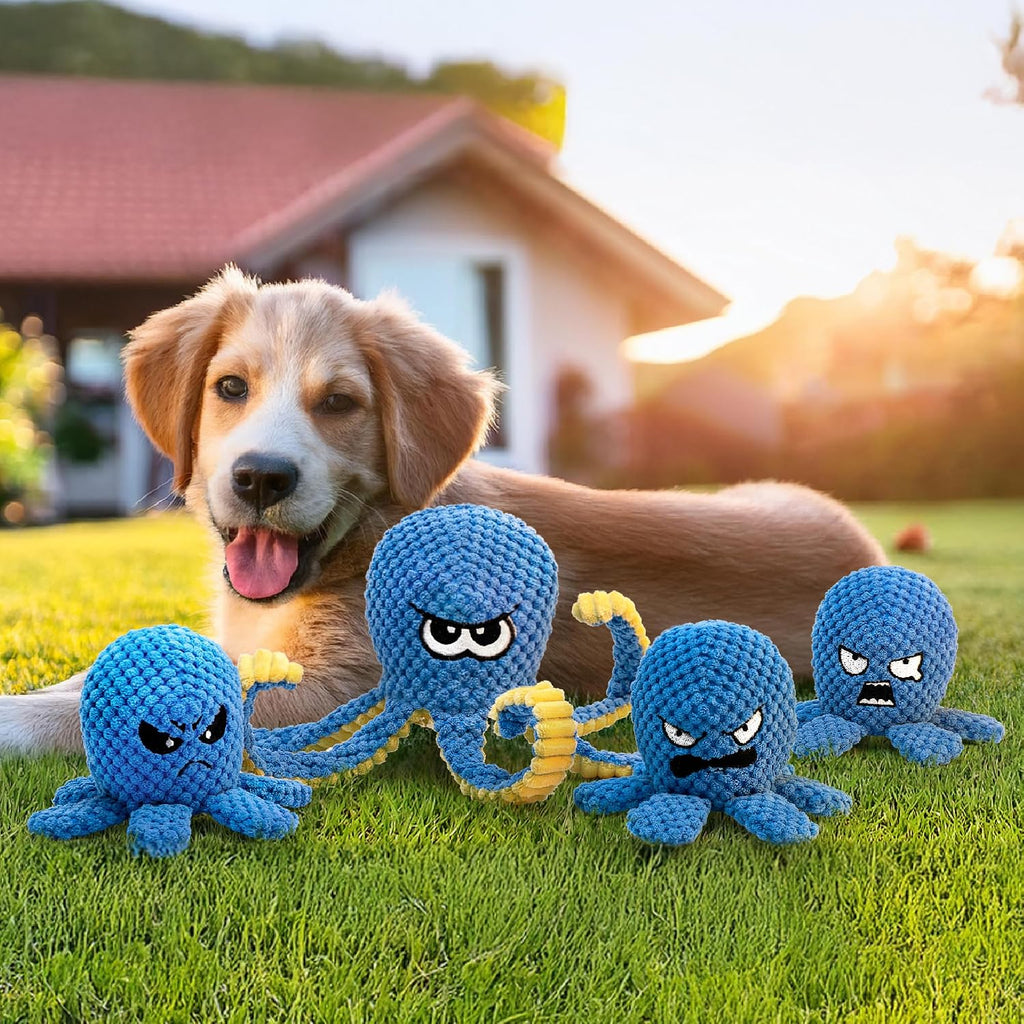 Interactive Dog Toys, 4 Pack Octopus Squeaky Hide And Seek Large Dog Toys | Tough Plush Chew Toy to Keep Them Busy, Tug of War Doggie Toy for Small,Medium and Large Breeds, Puppy Toys Puzzle