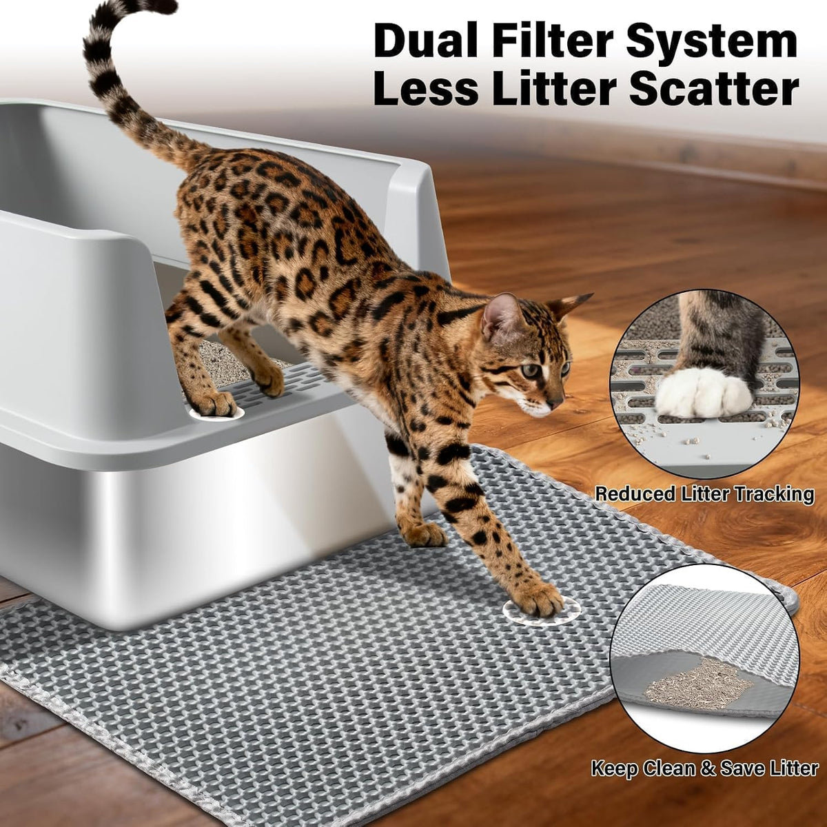2PACK XL Stainless Steel Litter Box with Lid, Extra Large Cat Litter Boxes