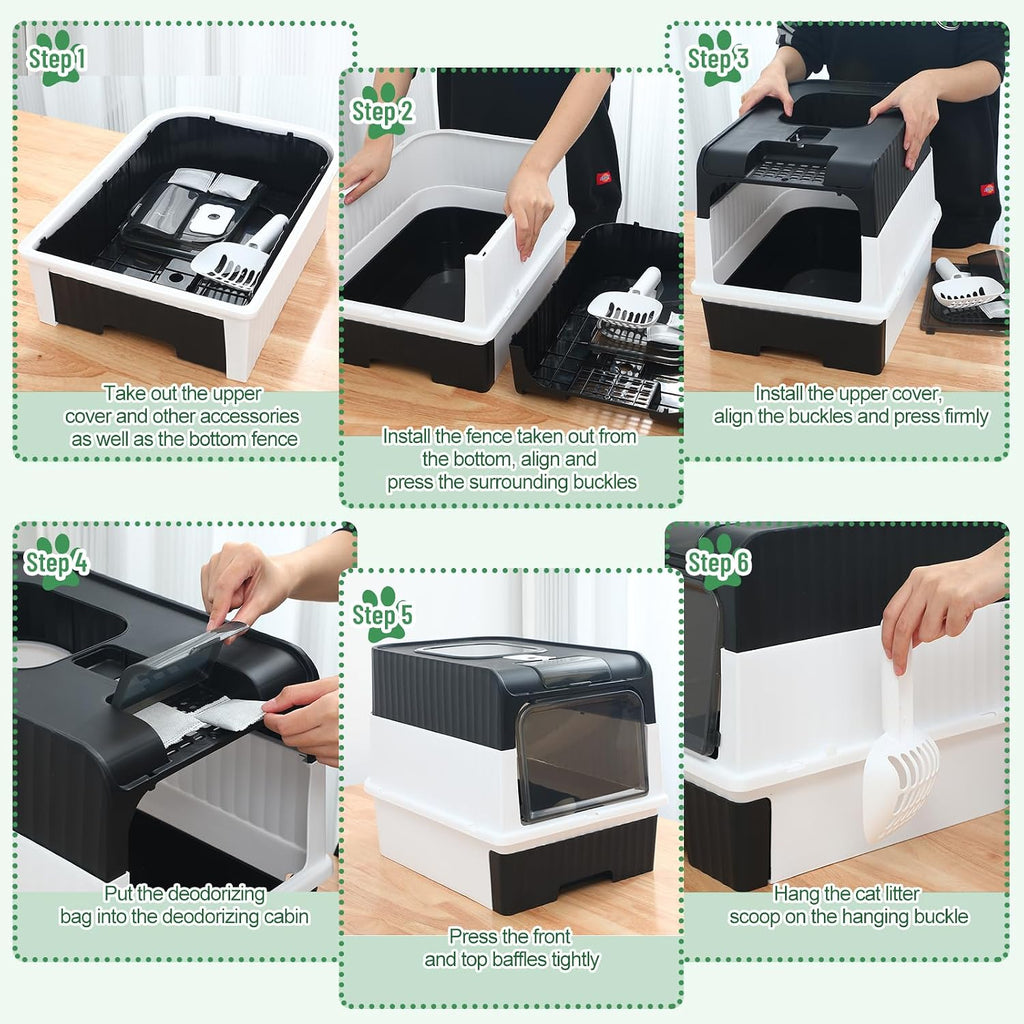 Tioncy 7 Pcs Kitten Litter Box Starter Kit, Enclosed with Shovel, Black