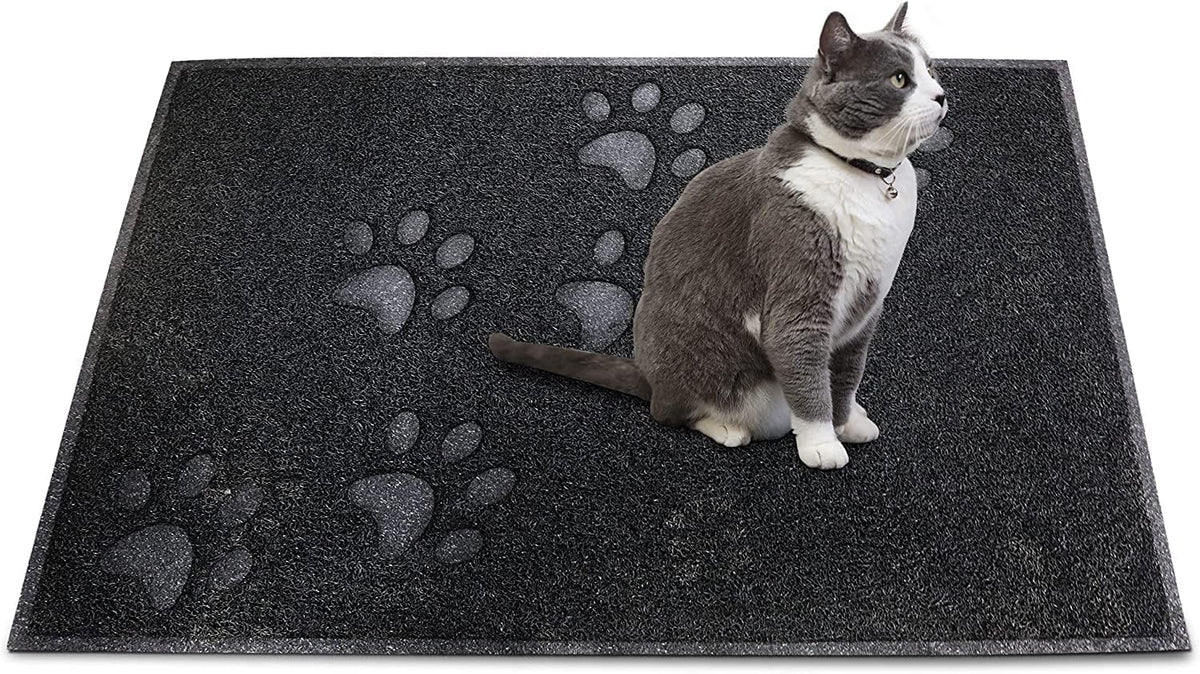 Andalus Large Cat Litter Mat, Pack of 1 - Waterproof, Non-Slip & Easy to Clean Cat Litter Box Mat for Extra Efficient Pet Litter-Trapping, Black (30” X 18”)