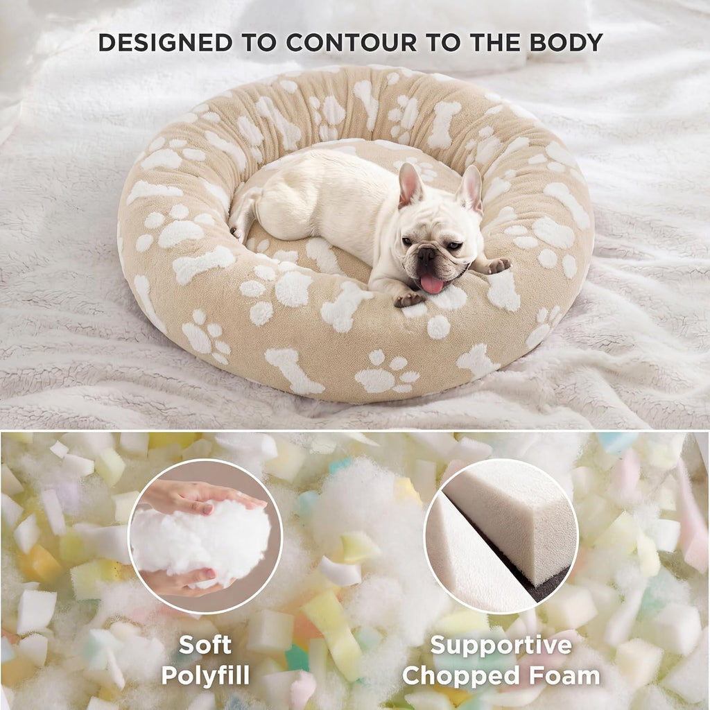 LE SURE Shown on TV Jacquard Donut Cute Small Dog Beds,Sand 23x23x7in