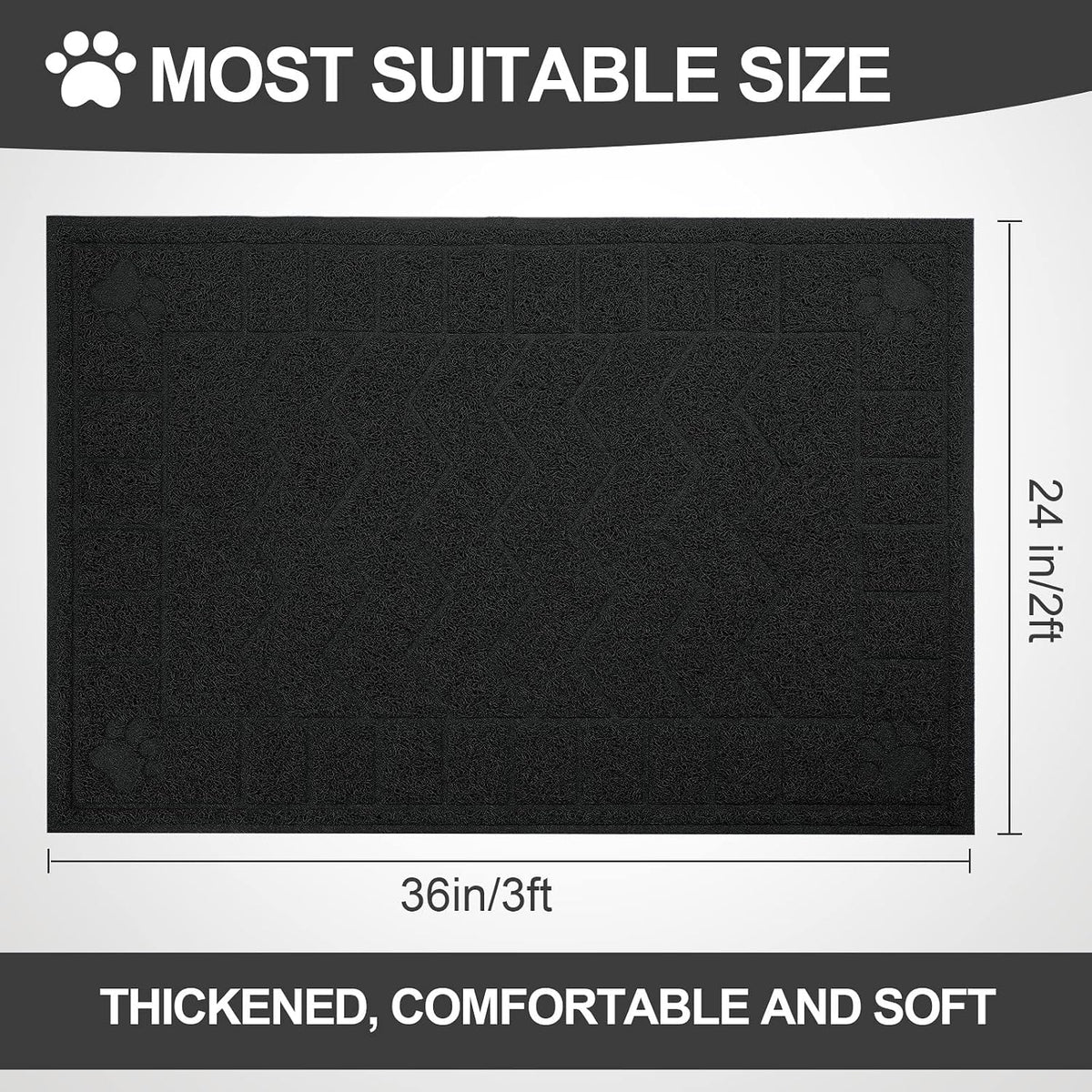 Cat Litter Box Mat, 35" x 24" Large Waterproof Litter Trapping Mat | Thick Mesh Traps Litter, Non-Slip Kitty Litter Mat for Indoor Cat, Soft Paws, BPA-Free, Multi-Use, Easy Clean, Large Coverage