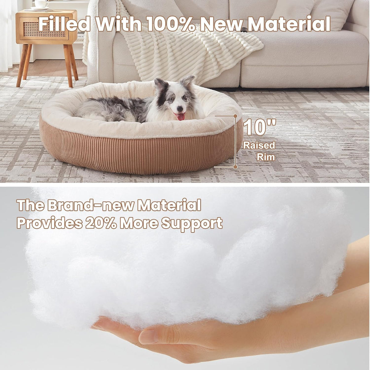 45 inches Calming Donut Dog Bed for Extra Large Dogs,Brown
