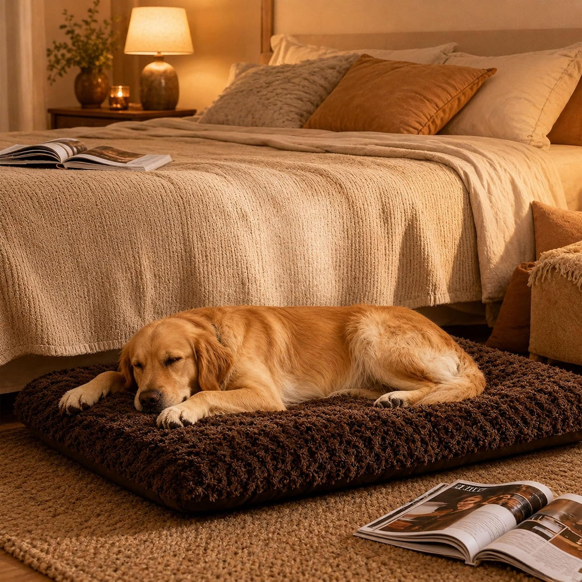 Dog Bed Large Size, Plush Washable Pet Bed Mat, Dog Crate Bed 35"x23"