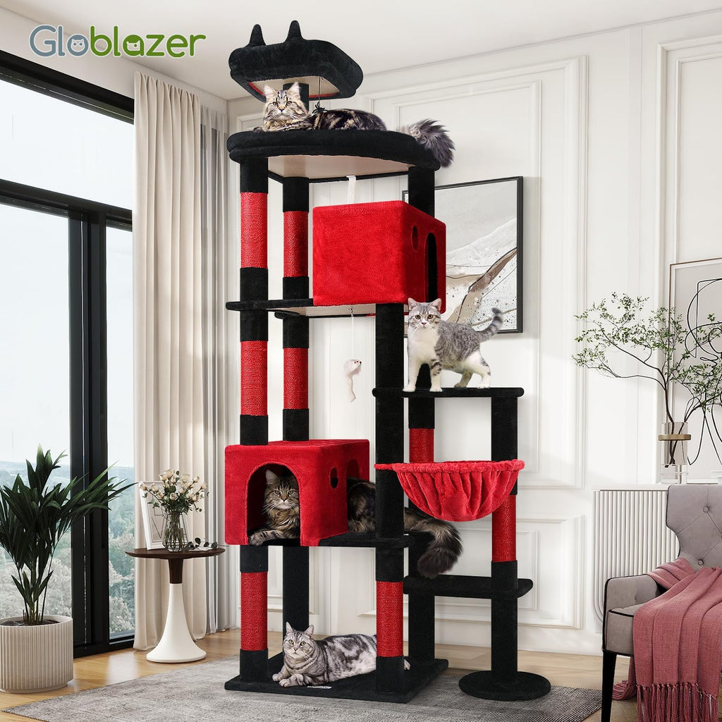 Globlazer Gothic Giant Cat Tree for Indoor Large Cat, 83in, F83, Blood-Goth