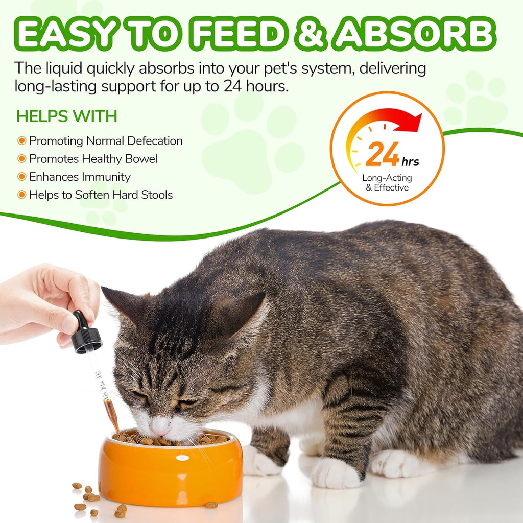 Cat Constipation Relief, 100% Natural Cat Laxative, Liquid Stool Softener for Cats with 6 Probiotics, Promotes Digestive & Gut Health, Roast Chicken Flavor, 2 fl oz