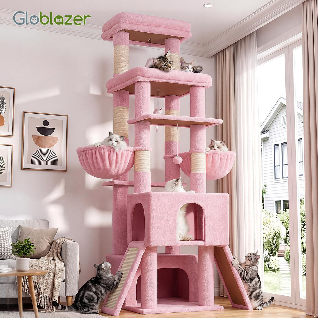 Globlazer Z78 Heavy Duty Cat Tree for 20lbs Large Adult Cats, Pink