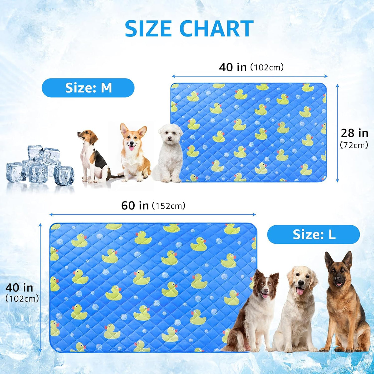 SCENEREAL Dog Cooling Mat for Small Meduim Breeds Dogs, 40"x60" Reversible Self- Cooling Mat for Summer Heat, Ice Cool Soft Pet Throw Blanket Use in Couch, Car, Seat, Bed- Machine Washable