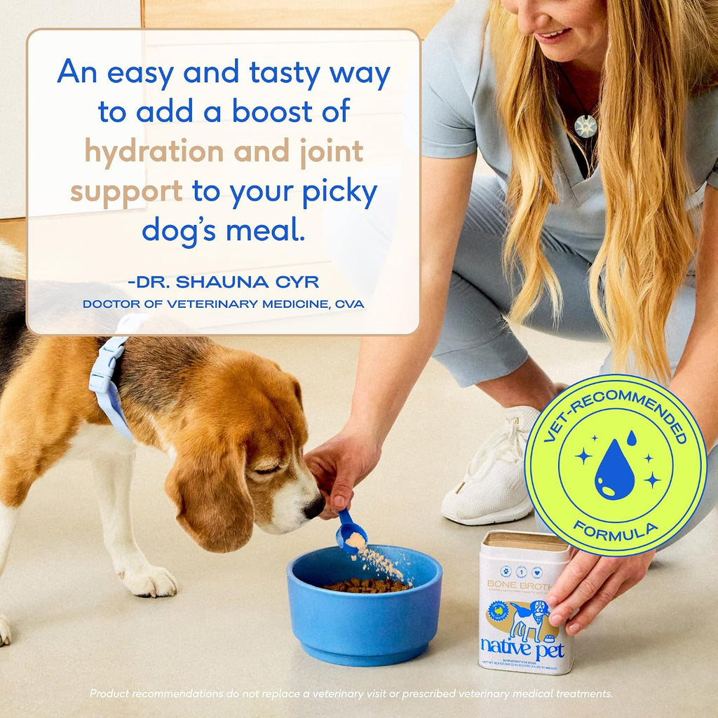 Native Pet Bone Broth for Dogs and Cats - Turkey Bone Broth Powder Dog Food Toppers for Picky Eaters - Provides Extra Nutrition for Joint Strength, Immune Support & Heart Health - 192 Scoops