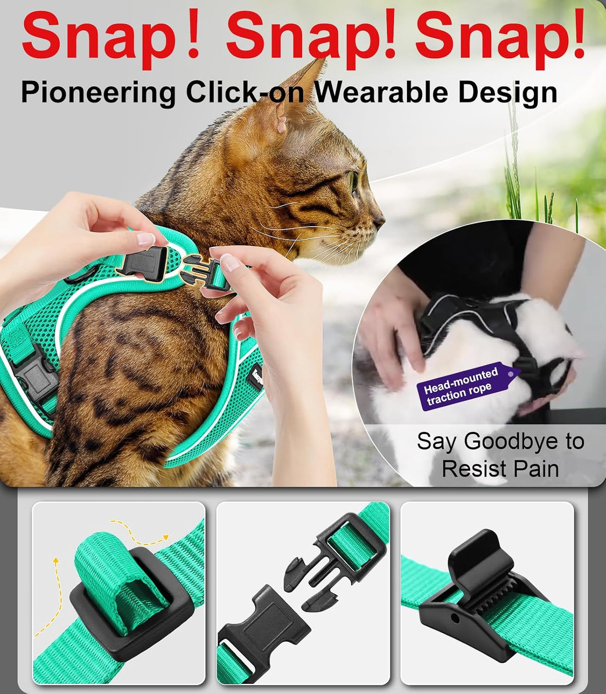 Cat Harness and Leash for Walking Escape Proof Soft Adjustable Cat Leash