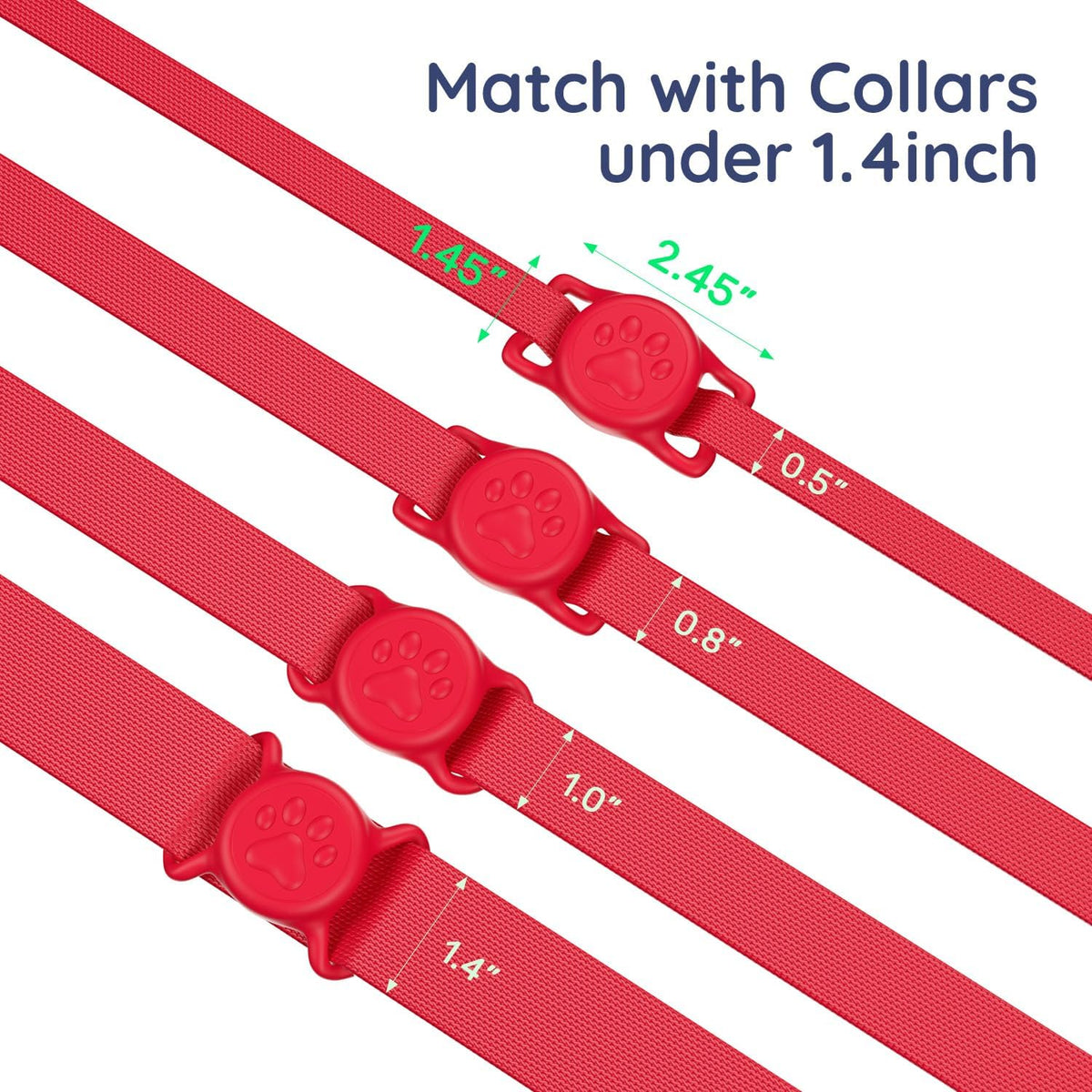 IP68 Waterproof Dog AirTag Holder for Dog Collar, Soft, Stretchy Silicone