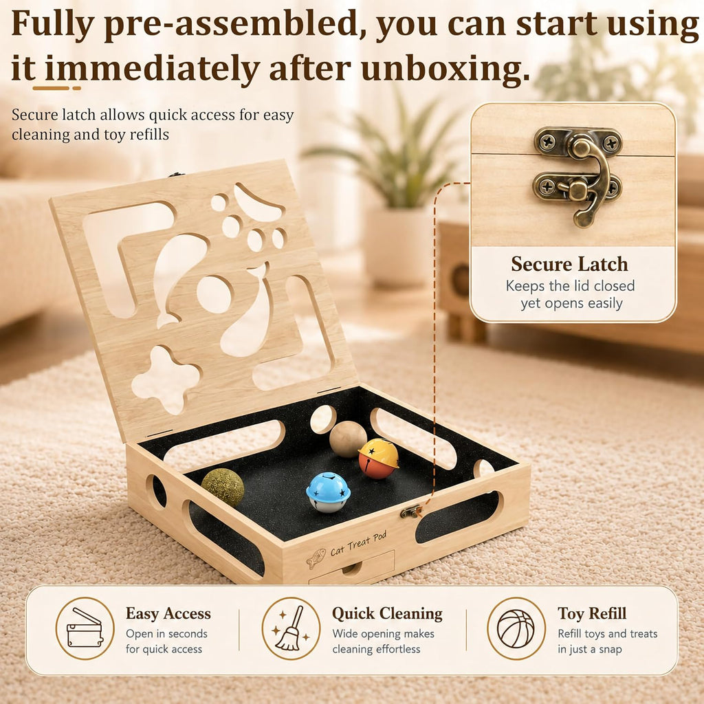 Cat Nail Scratch Puzzle Enrichment Box, Nail File Box with Flip-Top Lid